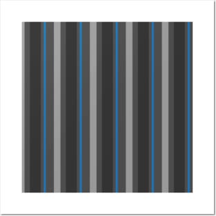 Black, Grey and Blue Stripe Pattern Posters and Art